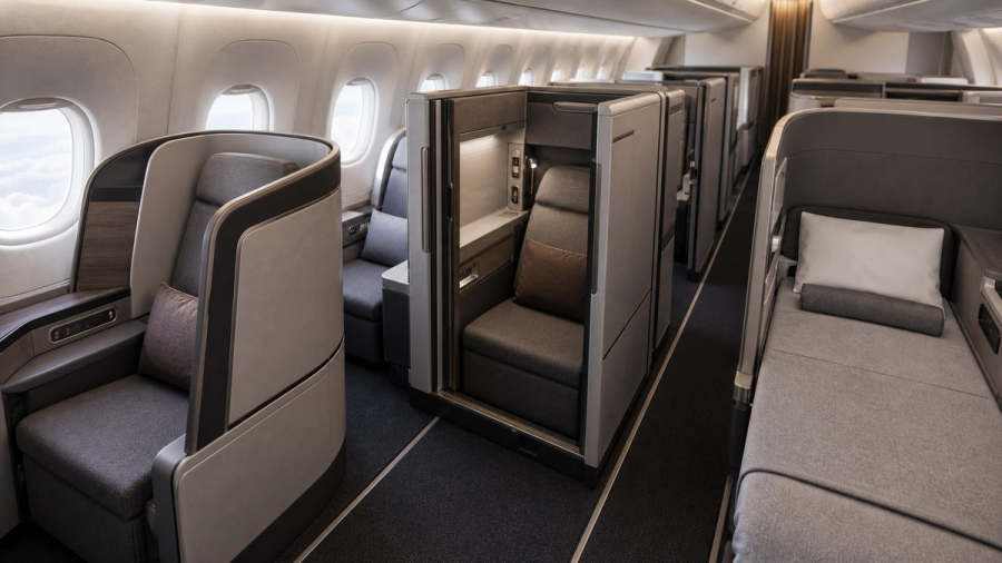 Different lie-flat Business Class seat layouts compared inside a long-haul aircraft