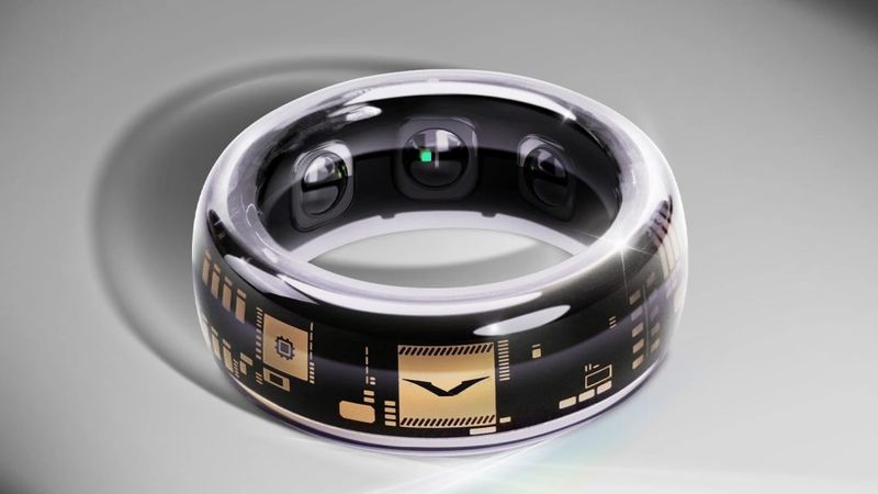 A collection of luxury smart rings in different colours and finishes.