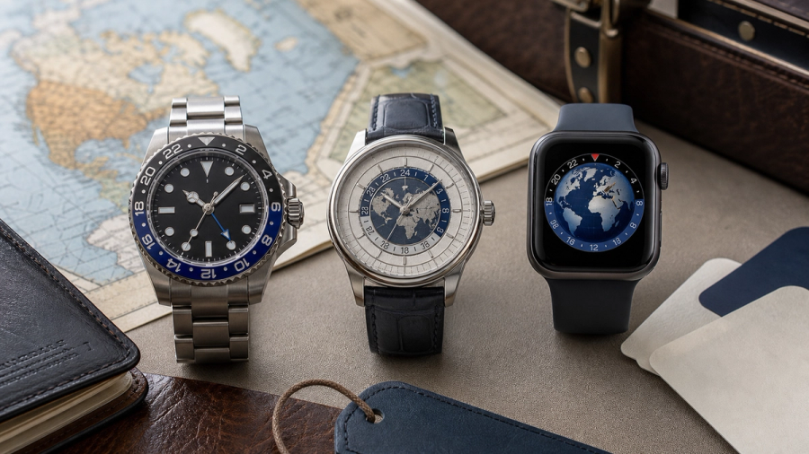 GMT, world-time and smartwatch categories compared for international travel
