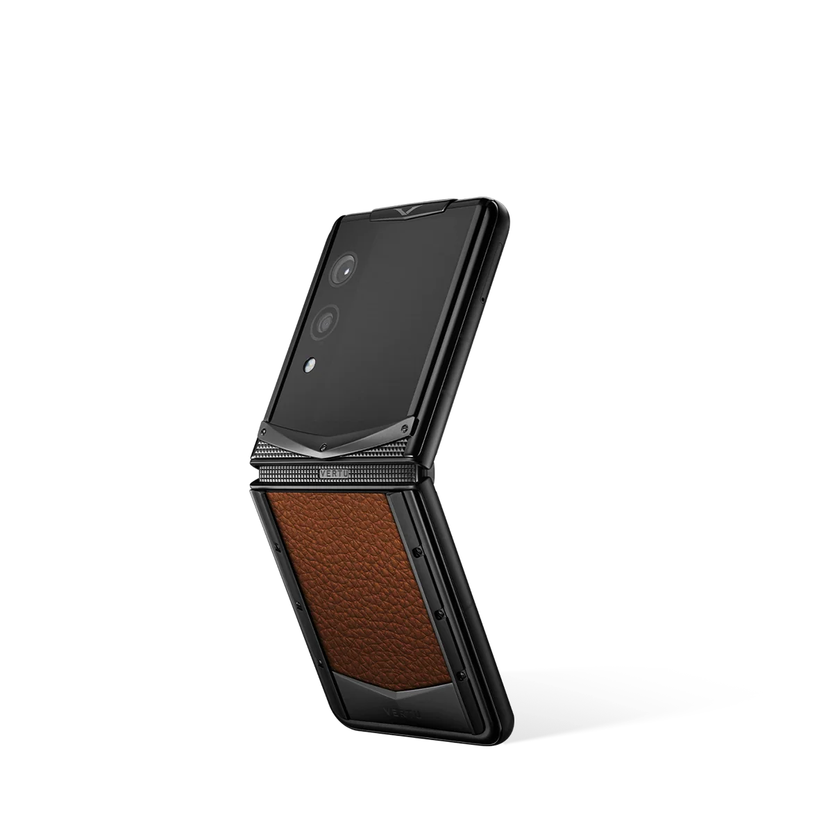 A VERTU Quantum Flip in a dark finish, showcasing its sleek, closed profile.
