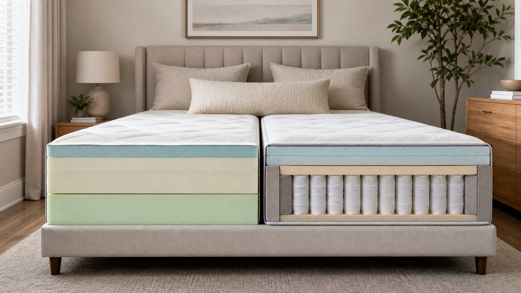 Memory Foam vs Hybrid Mattress shown as a practical comparison