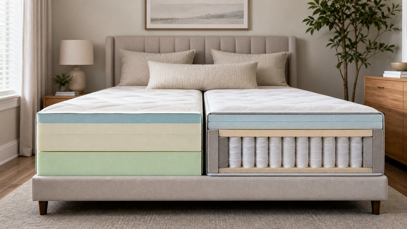 Memory Foam vs Hybrid Mattress shown as a practical comparison