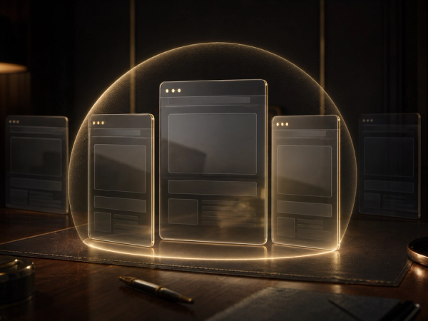 Editorial concept image of selected browser contexts inside a private protective boundary