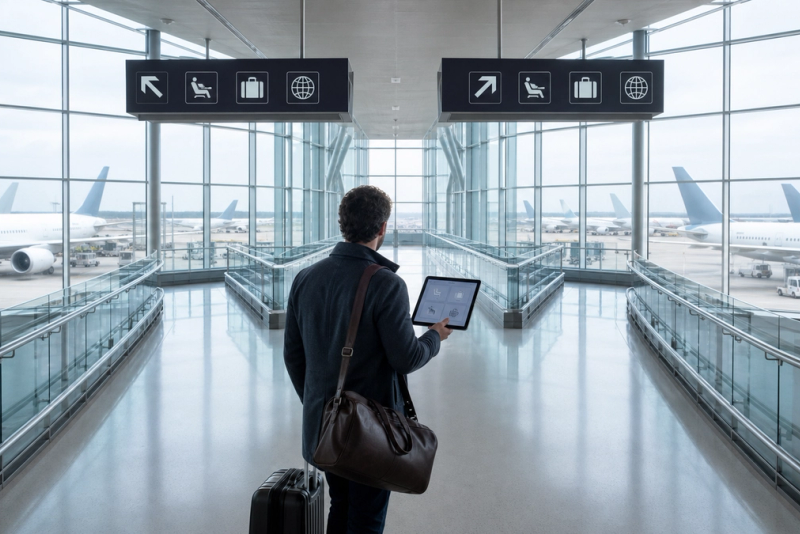 International traveller comparing alliance status benefits by route and airport