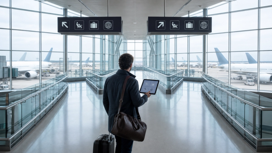 International traveller comparing alliance status benefits by route and airport