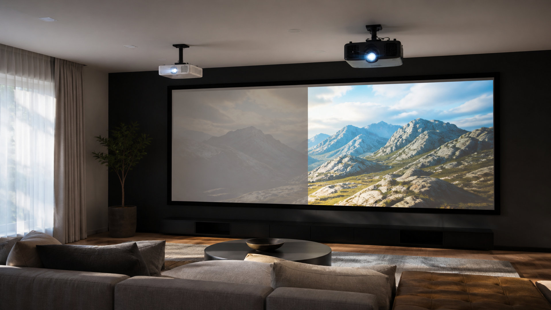 Laser vs LED Projector shown in a practical side-by-side comparison