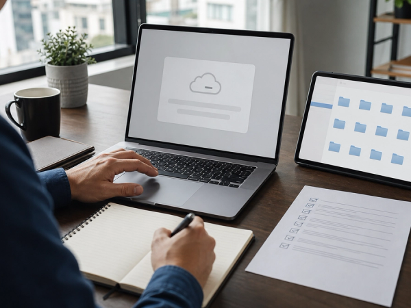 Executive switching from an unavailable AI service to saved local documents and a printed continuity checklist.