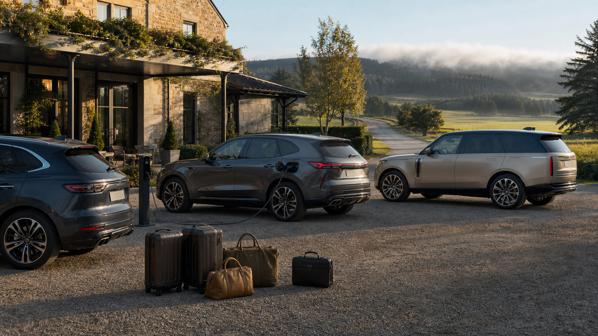 Three luxury hybrid SUVs compared for charging, passenger comfort and road-trip luggage