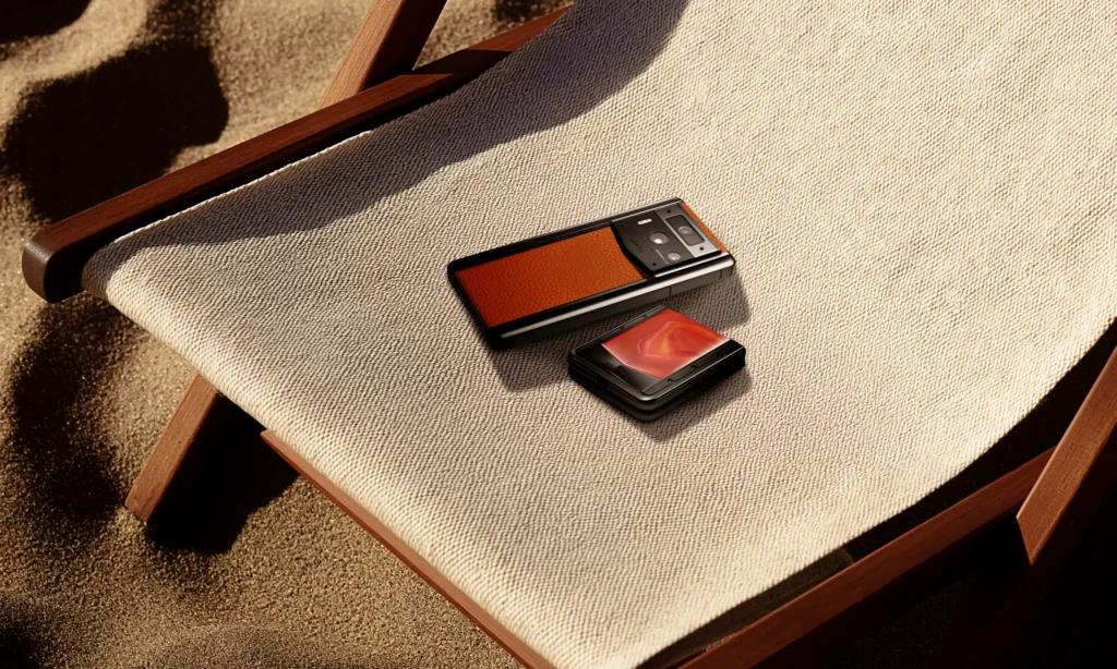 Close-up of the sophisticated camera module on a high-end Android smartphone.