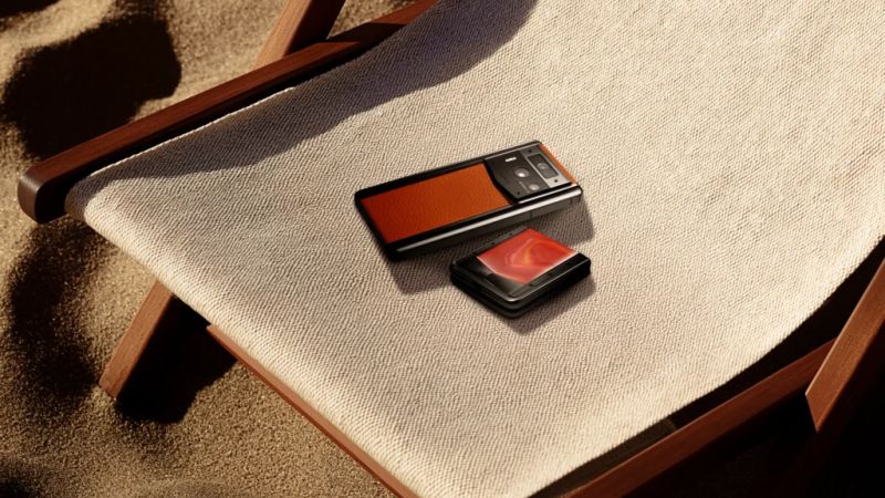 Close-up of the sophisticated camera module on a high-end Android smartphone.