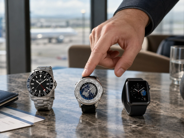 GMT watch world timer and smartwatch compared for frequent travel