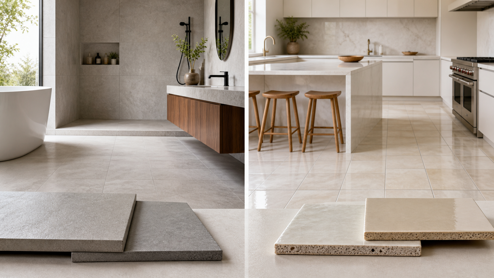 Porcelain vs Ceramic Tile shown as a practical side-by-side comparison