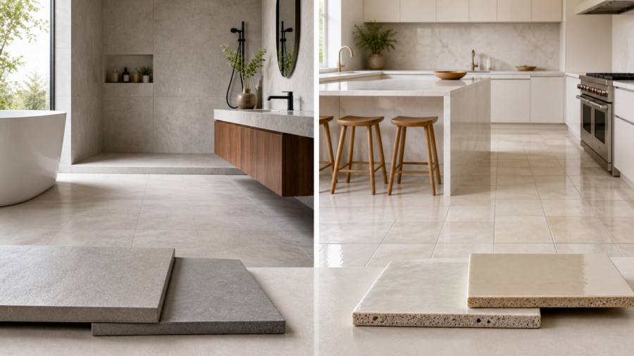 Porcelain vs Ceramic Tile shown as a practical side-by-side comparison