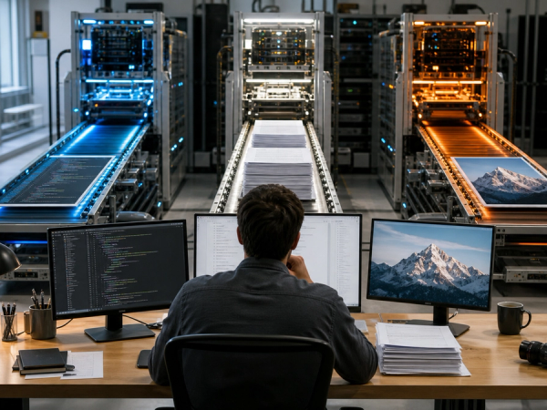 Three distinct AI compute lanes processing the same code, document and image workload