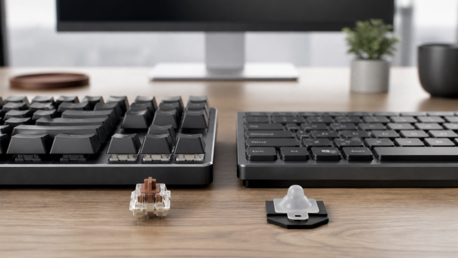 Mechanical vs Membrane Keyboard shown as a practical comparison