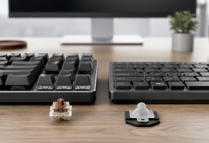 Mechanical vs Membrane Keyboard shown as a practical comparison