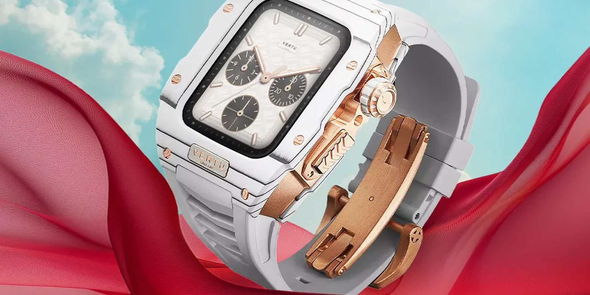 A detailed close-up of a luxury watch, highlighting the intricate details of its case and dial.