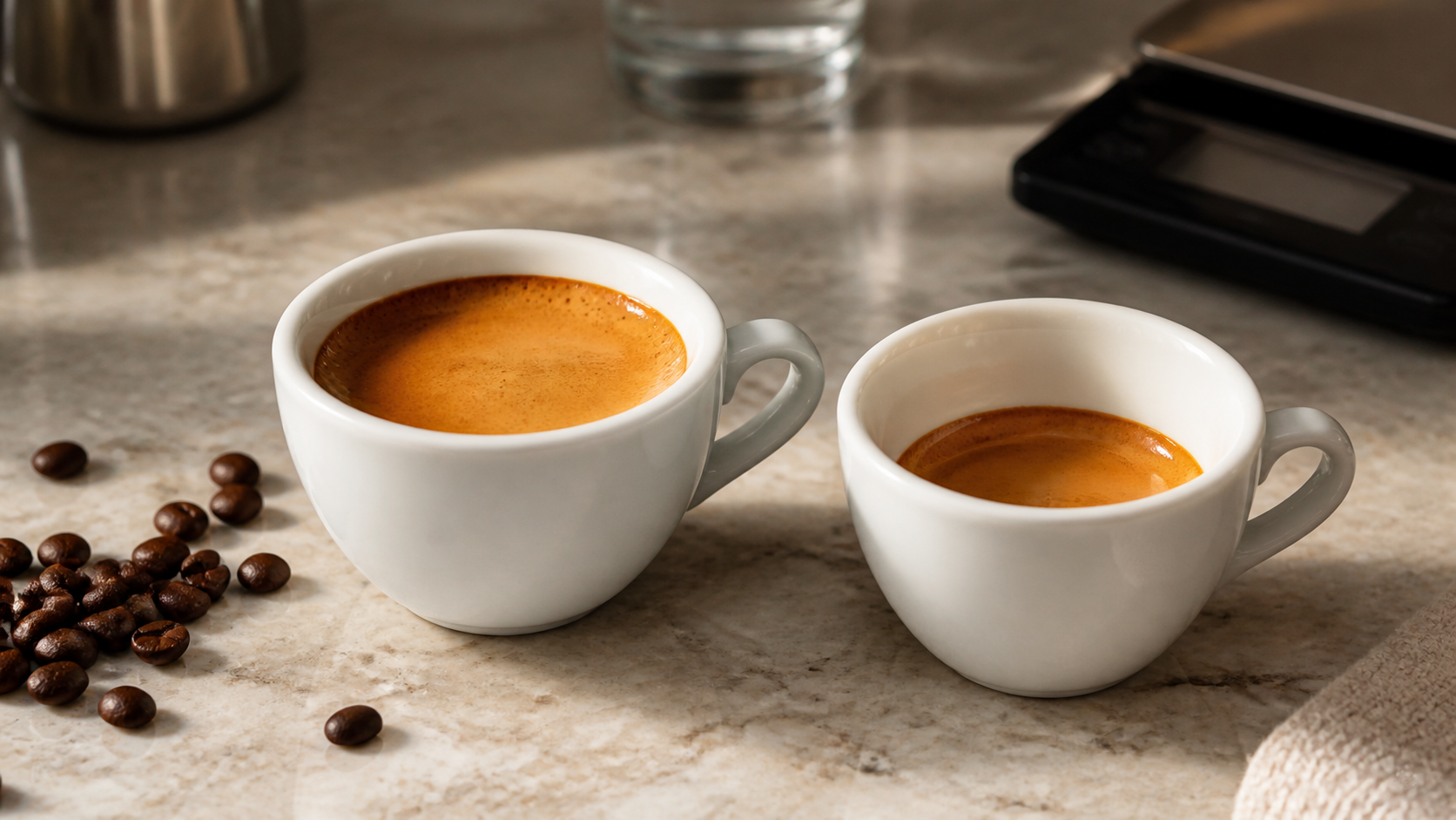 Espresso vs Ristretto shown as a practical side-by-side comparison