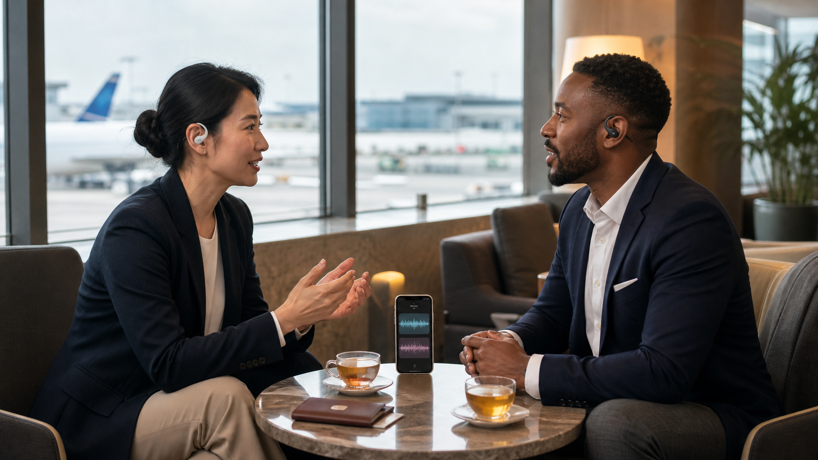Editorial decision scene for AI Translation Earbuds: Where VERTU Phantom OWS Fits, illustrating the product category without depicting an exact VERTU configuration