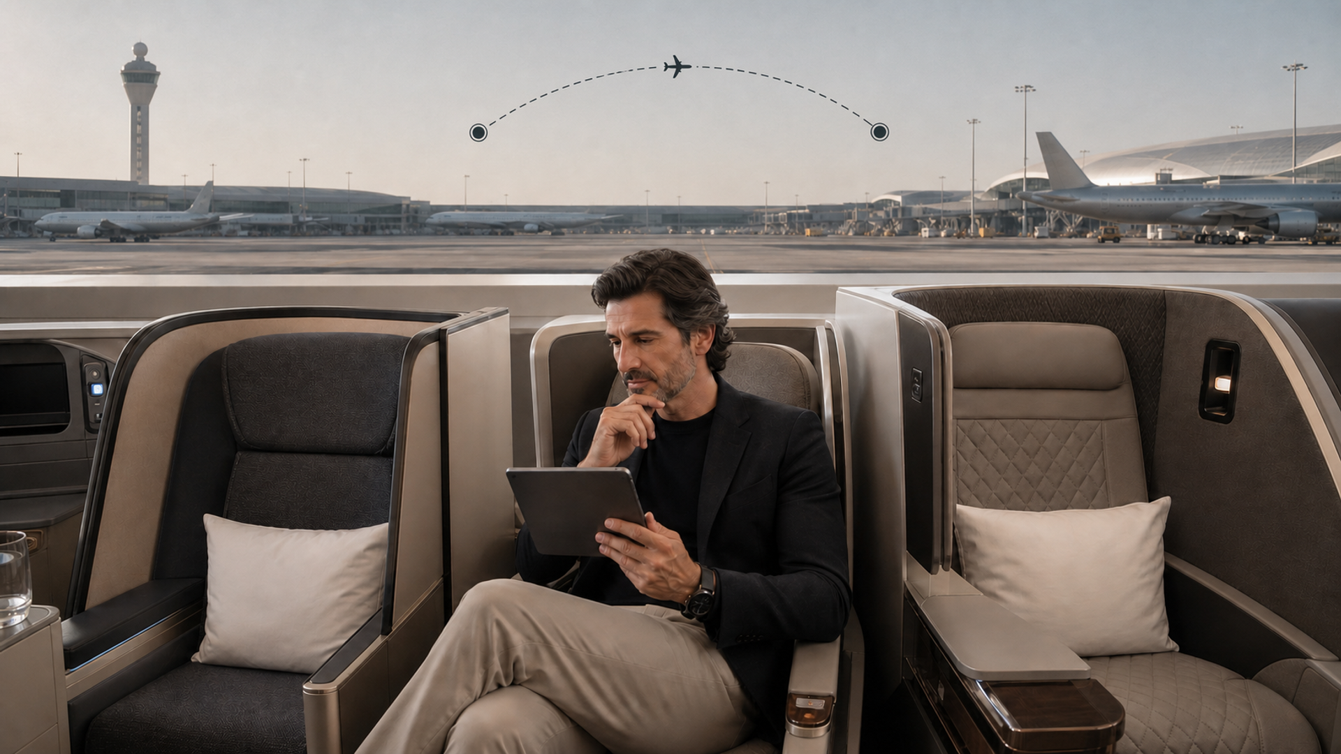 Executive comparing Gulf business-class seats and route connections