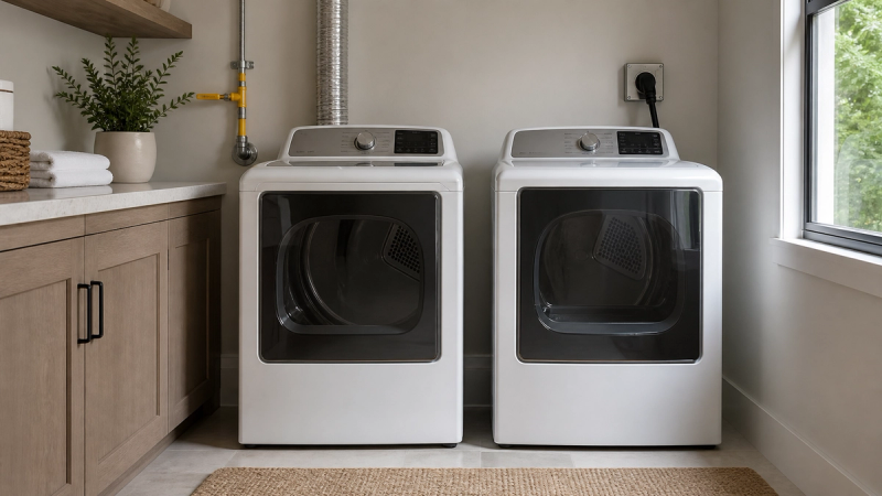 Gas Dryer vs Electric Dryer shown in a practical side-by-side comparison
