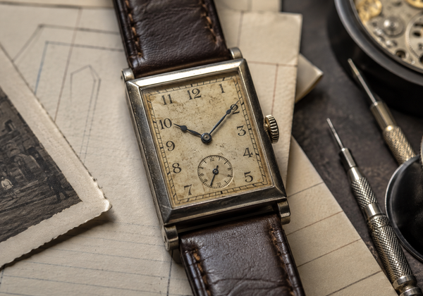 Antique rectangular watch inspected for dial originality, case geometry and movement evidence