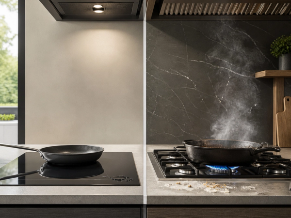 Induction vs Gas Cooktop shown as a practical comparison