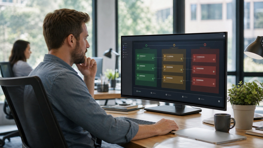 Engineer reviewing sandbox, approval and production lanes for an AI coding workflow