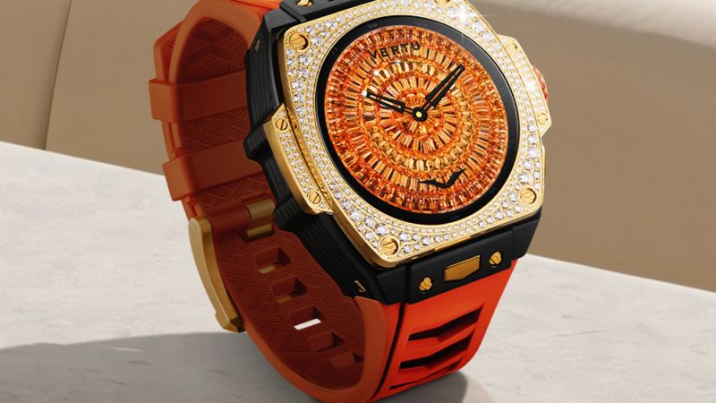A detailed close-up of a luxury watch with intricate dial components.