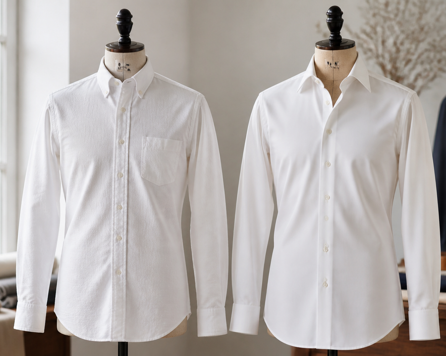 Oxford Shirt vs Dress Shirt shown in a practical side-by-side comparison