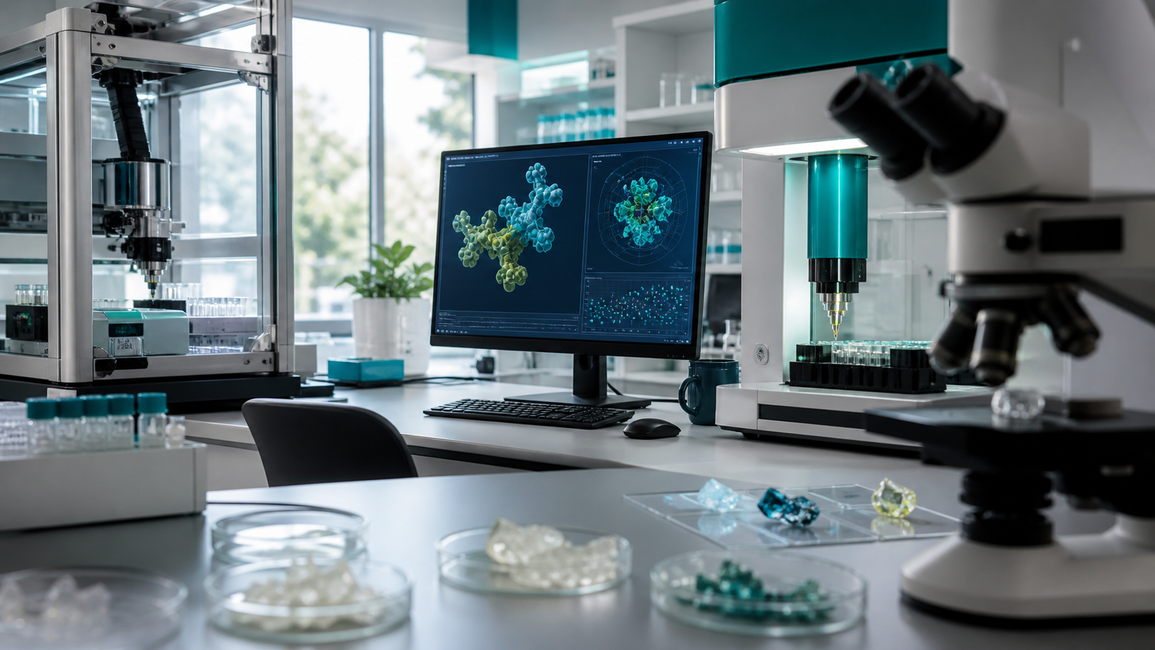 Scientist connecting AI models, laboratory experiments and evidence review in a discovery loop