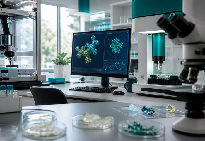 Scientist connecting AI models, laboratory experiments and evidence review in a discovery loop