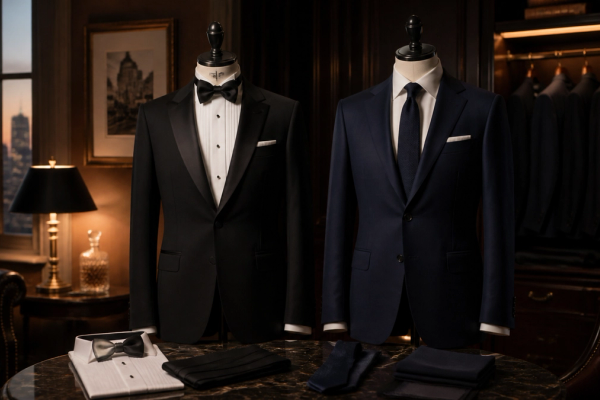 Tuxedo vs Suit shown as a practical comparison