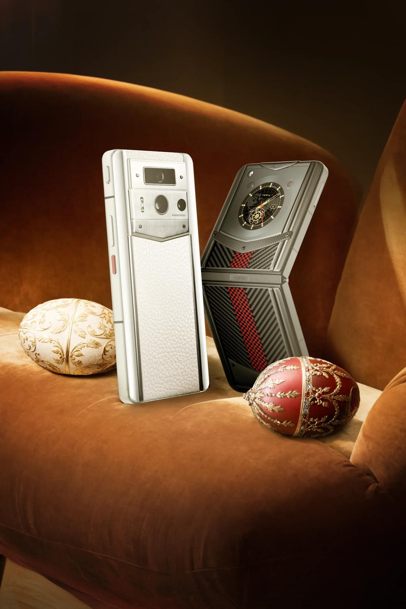 Close-up detail of a luxury phone finished in exotic Himalaya alligator skin.