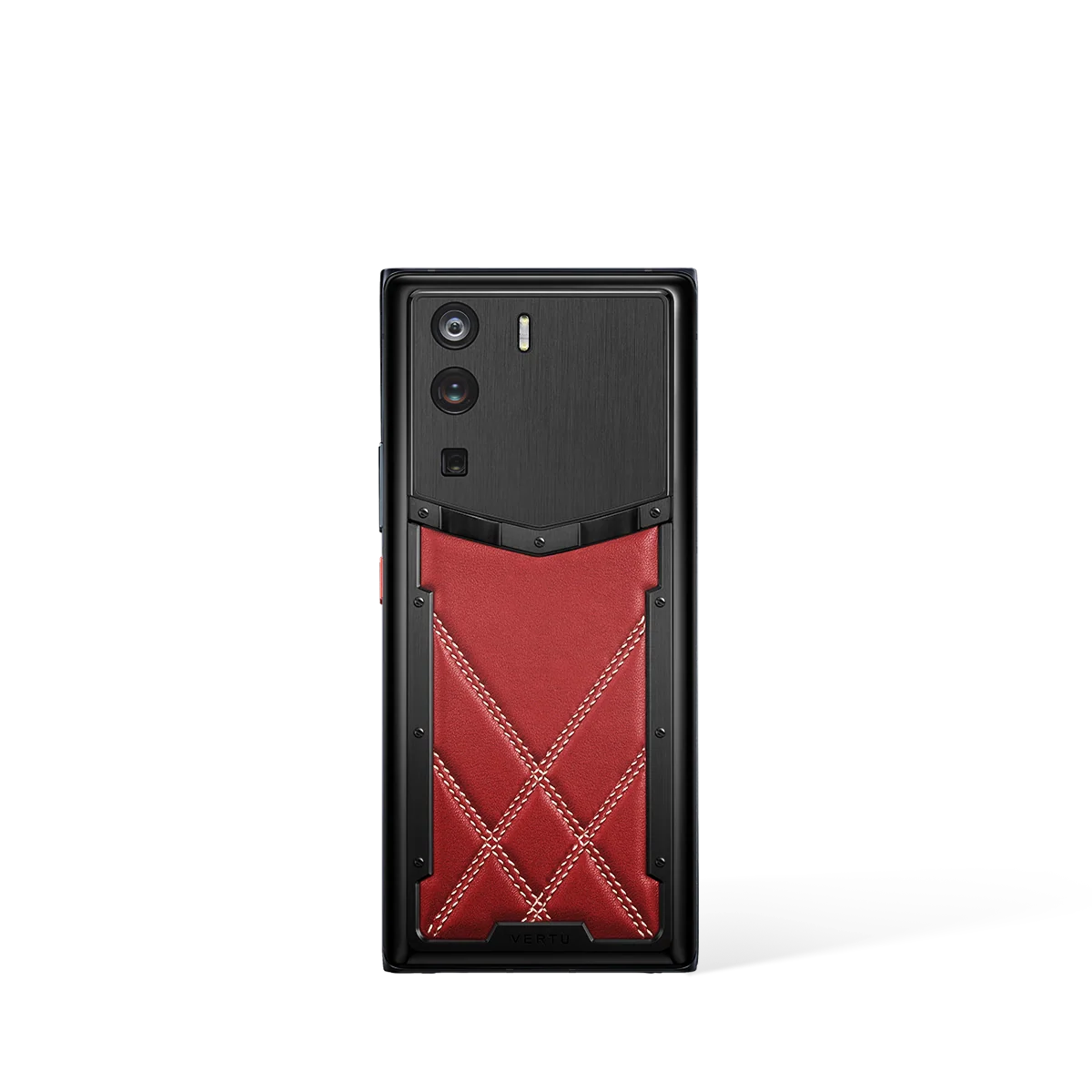 A luxury VERTU phone with a unique design, held elegantly.