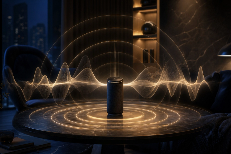 Editorial concept image of live voice AI inside a private context boundary