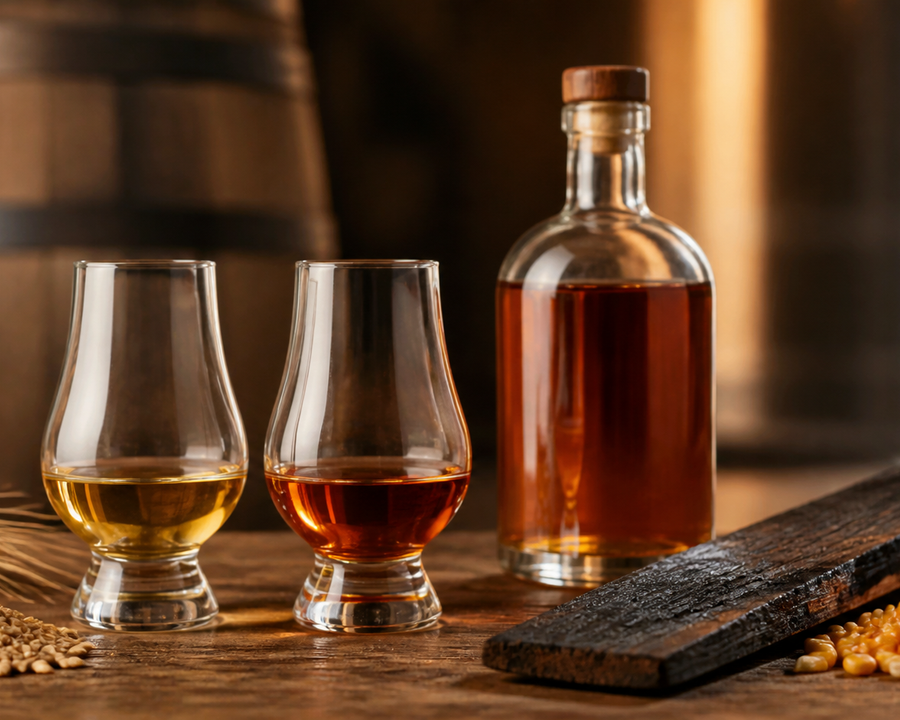 Whiskey vs Bourbon shown in a practical side-by-side comparison