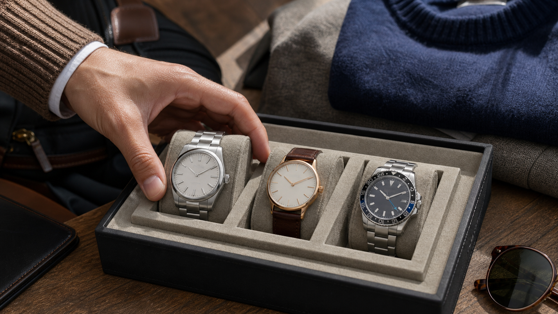 Balanced three-watch collection for daily formal and travel use