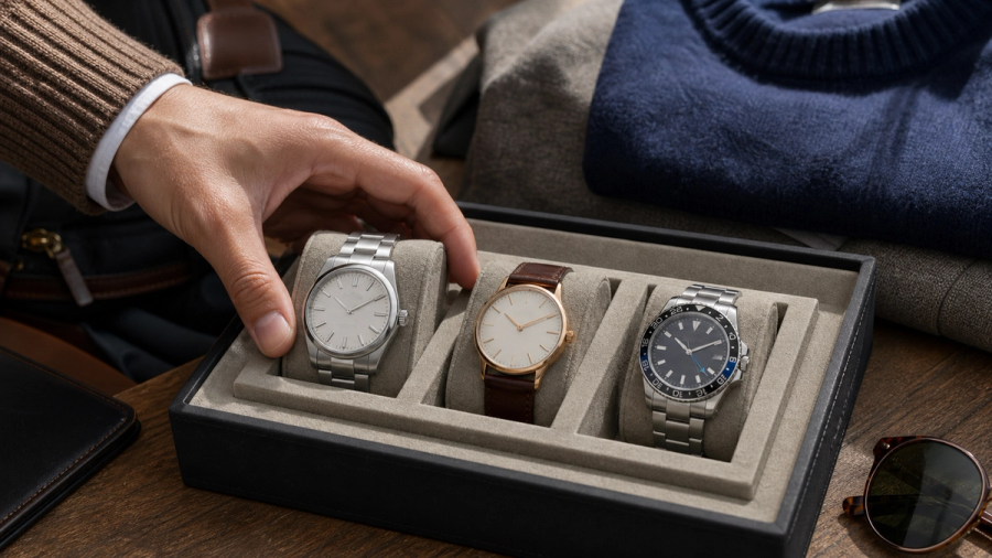 Balanced three-watch collection for daily formal and travel use