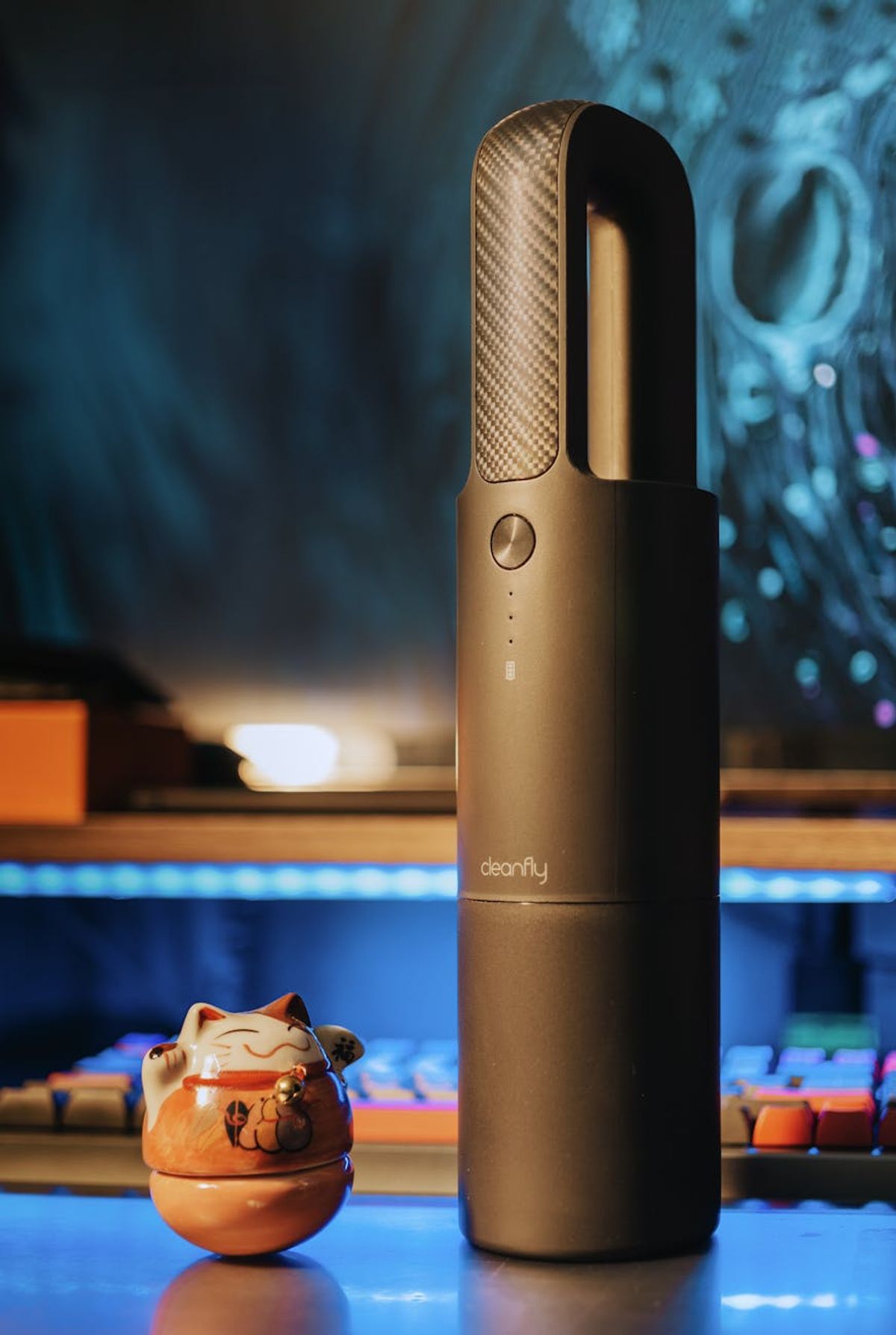 Stylish black wireless vacuum displayed in a contemporary setting, perfect for modern households.