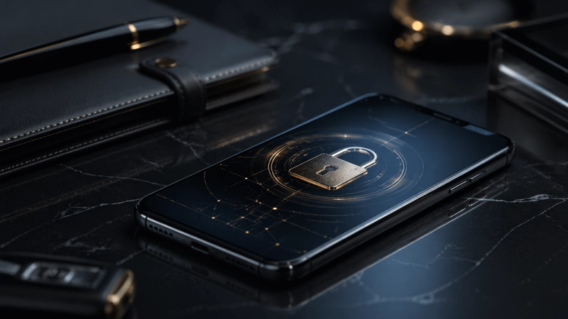 A sophisticated VERTU smartphone displayed in an exclusive setting.