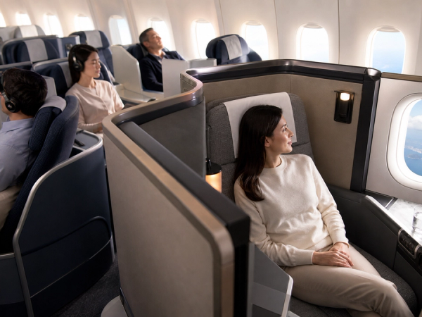 Three long-haul business-class seat generations compared for privacy and traveller fit