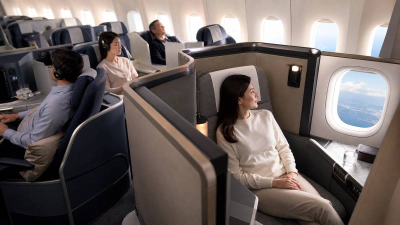 Three long-haul business-class seat generations compared for privacy and traveller fit