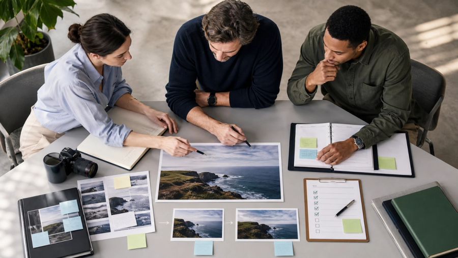 Editorial and legal teams reviewing an AI content provenance checklist before publication