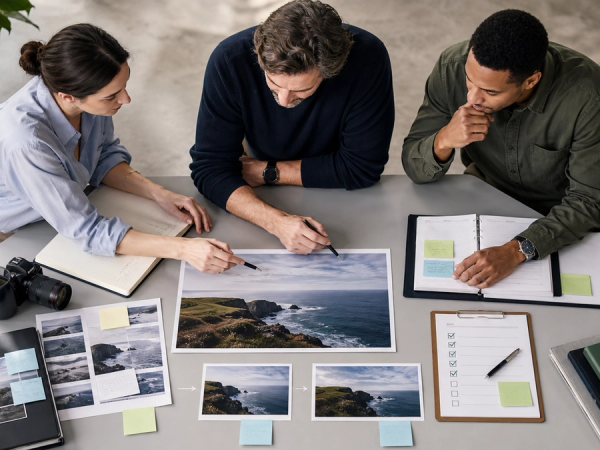 Editorial and legal teams reviewing an AI content provenance checklist before publication
