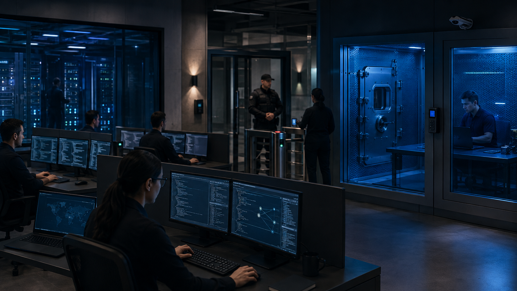 Defensive security team evaluating restricted AI patching inside an isolated test environment