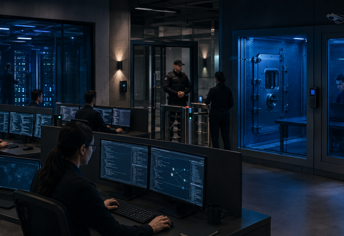 Defensive security team evaluating restricted AI patching inside an isolated test environment
