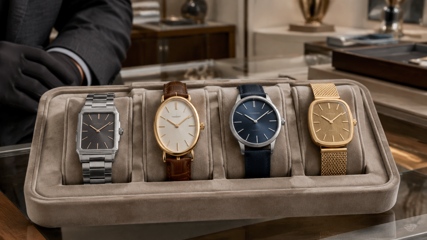 Four luxury watches for women compared by case geometry, bracelet, movement and daily role