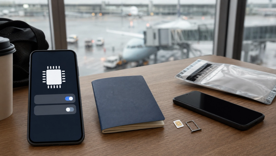 eSIM profile and physical SIM compared for international travel security