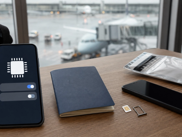eSIM profile and physical SIM compared for international travel security